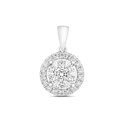 DIAMOND BRILLIANT HALO PENDANT 0.39ct 18ct White Gold